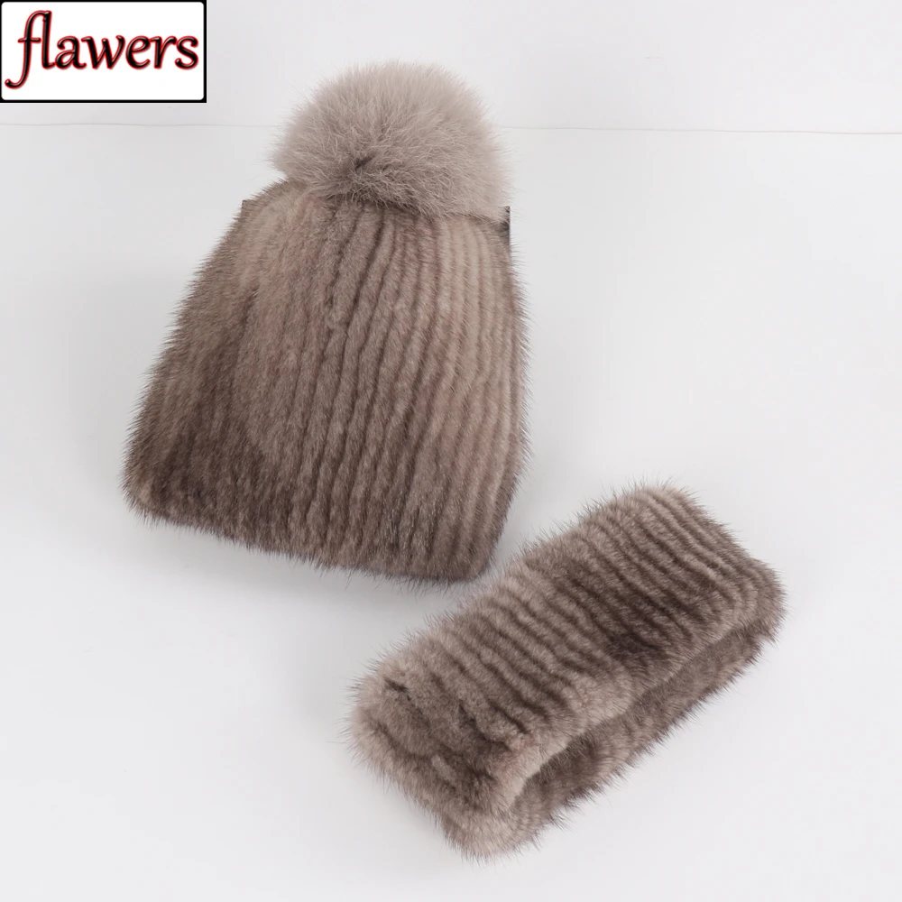 Женская эластичная шапка из натурального меха зимний роскошный женский шарф