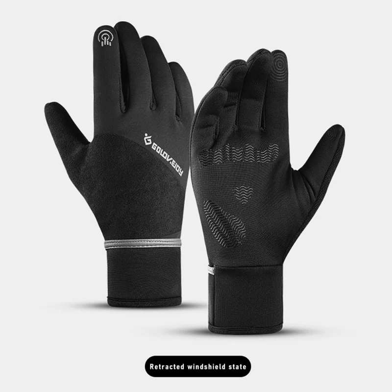 

2 Pcs Winter Riding Gloves Waterproof Outdoor Warm Sports Night Reflective Wrap Finger Foldable Skiing Gloves