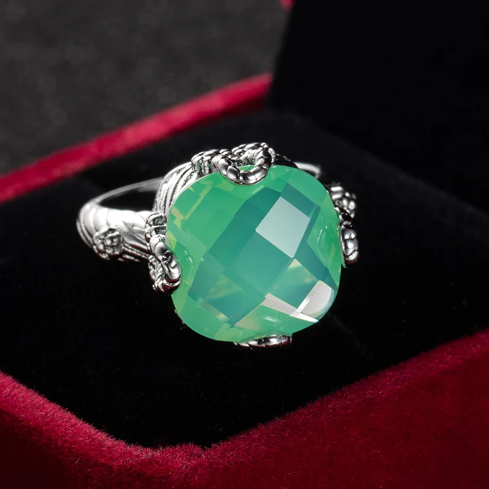 Роскошные серебряные кольца для женщин Свадебные обручальные с зеленым