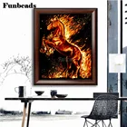 Алмазная мозаика FF5982, полноформатная круглая Вышивка крестиком, с изображением лошади и пламени, домашний декор, подарок