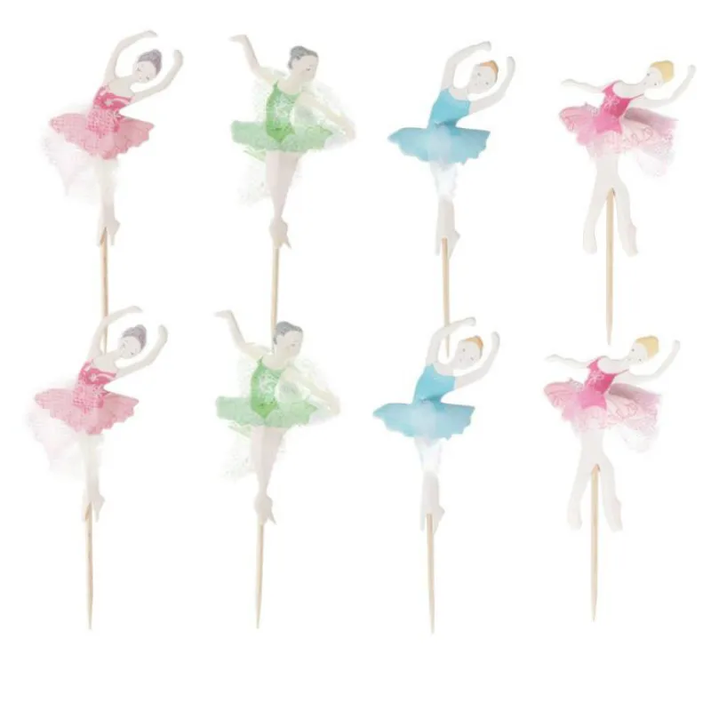 

24 шт./компл., милые топперы для кексов, танцующих девочек, украшения для торта, балерины, детские товары для дня рождения праздничное украшен...