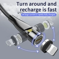 3a 12m magnetic charger 540 degree micro usb c cables rotation type c fast charging for iphone 11 pro max se samsung huawei p40