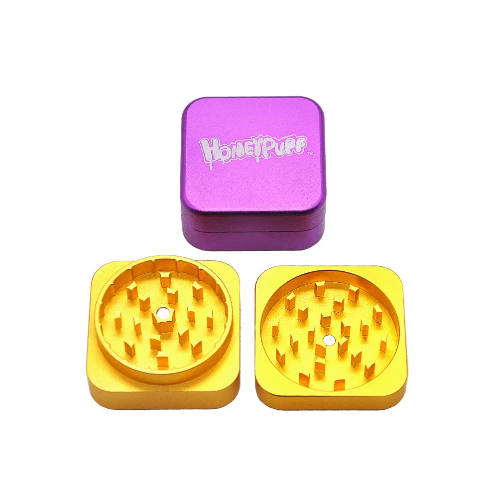 

Точильщик для табака Матовый Чувство квадратный Самолет алюминий Травы Миллер 47 мм/1,85 дюйма 2 слоя специй дробилка рукоятка