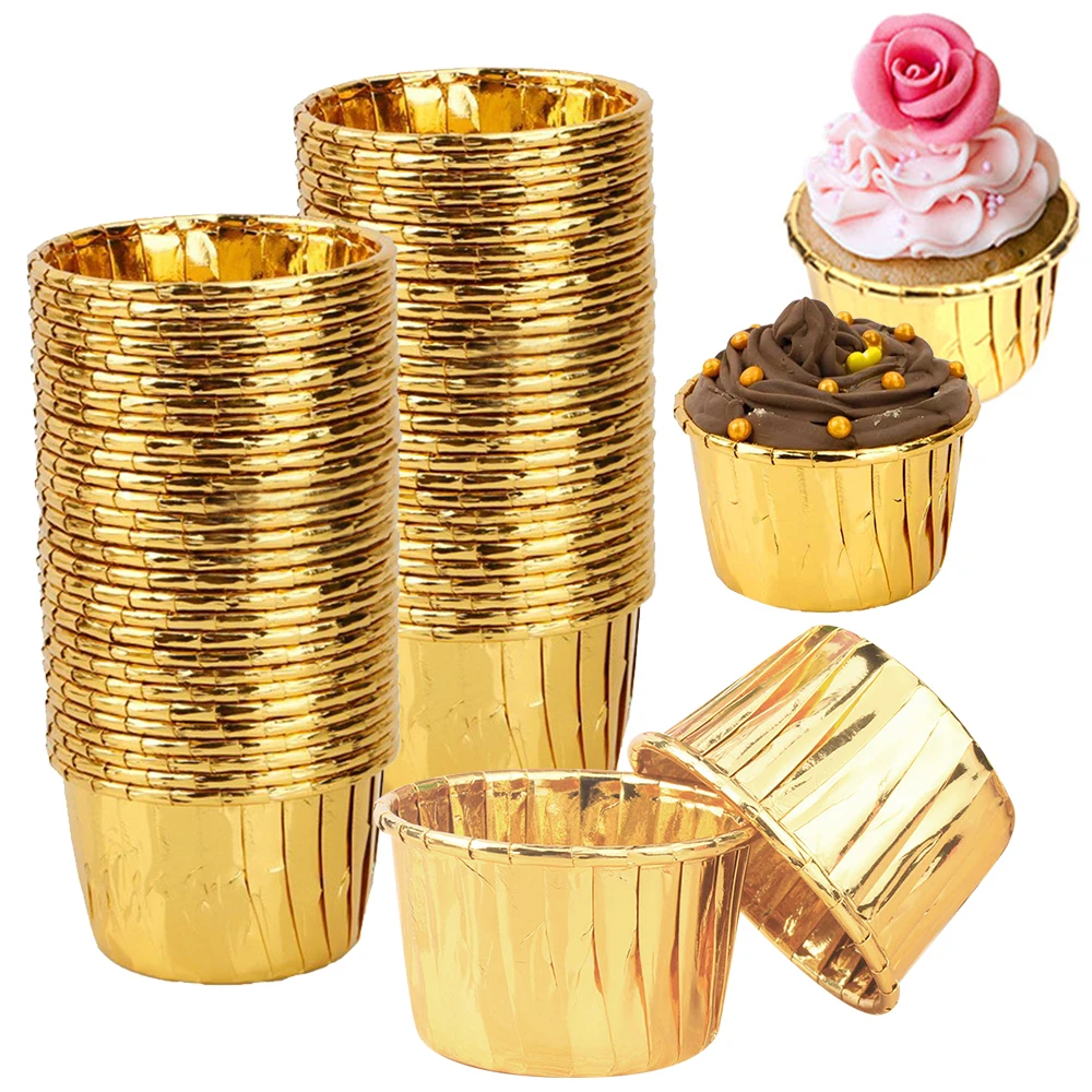 100 шт. мини обертка для кексов из фольги бумажная подкладка поднос выпечки чехол