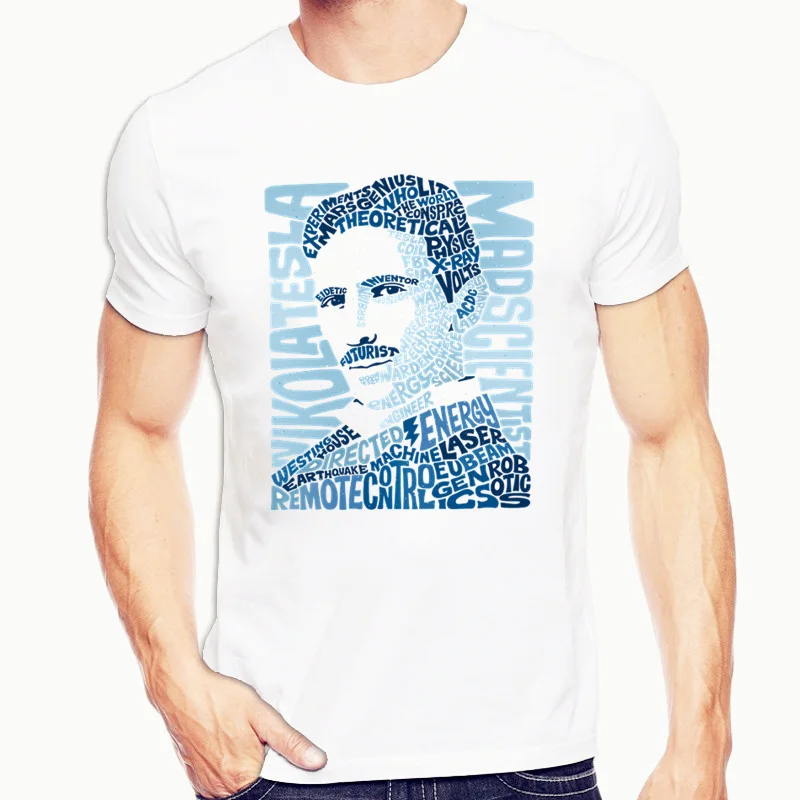 Мужская футболка в стиле Харадзюку Nikola Tesla с рисунком хип хоп|Мужские футболки| |