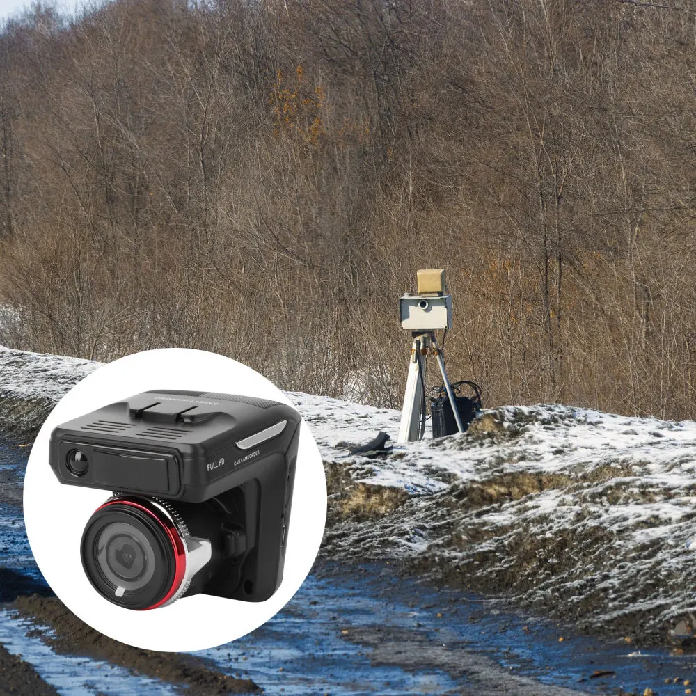 

12V Detector Dash Cam Car Alarm System - English Russian (Black)