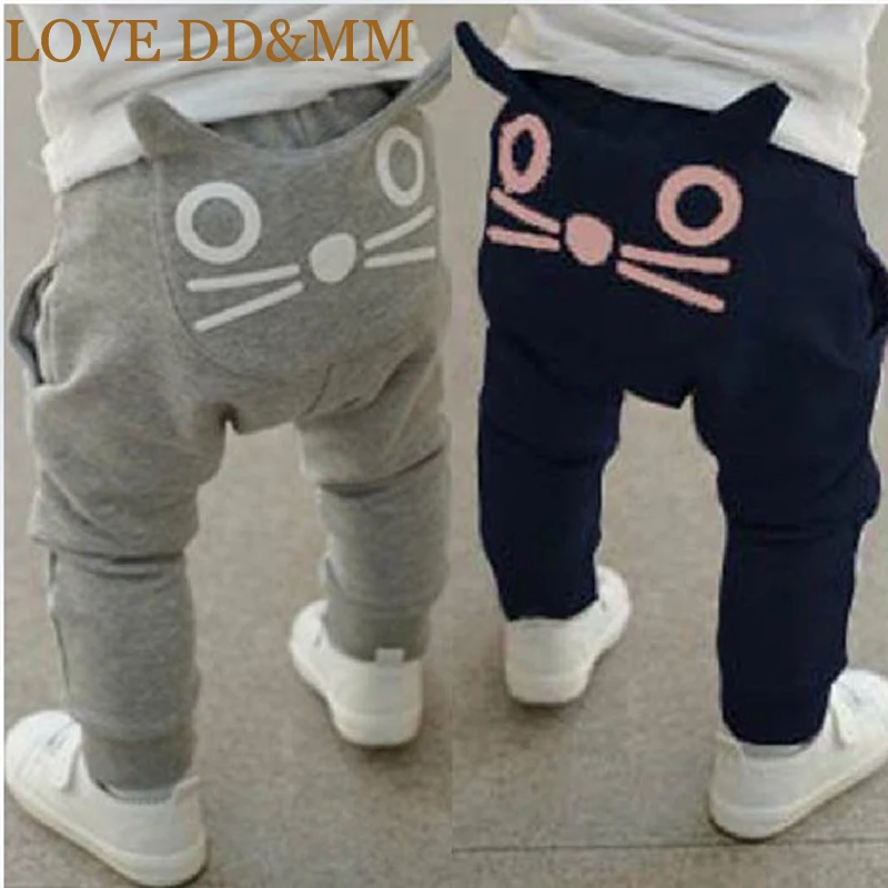 Штаны для малышей с надписью LOVE DD& MM Лидер продаж, новая одежда для малышей штаны-шаровары для мальчиков и девочек с милым рисунком кота детские штаны одежда для малышей