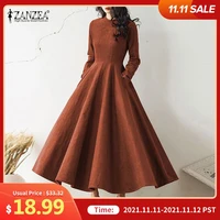 zanzea vintage corduroy maxi dress womens french elegant long vestidos fashion party solid kaftan autumn holiday swing dresses
