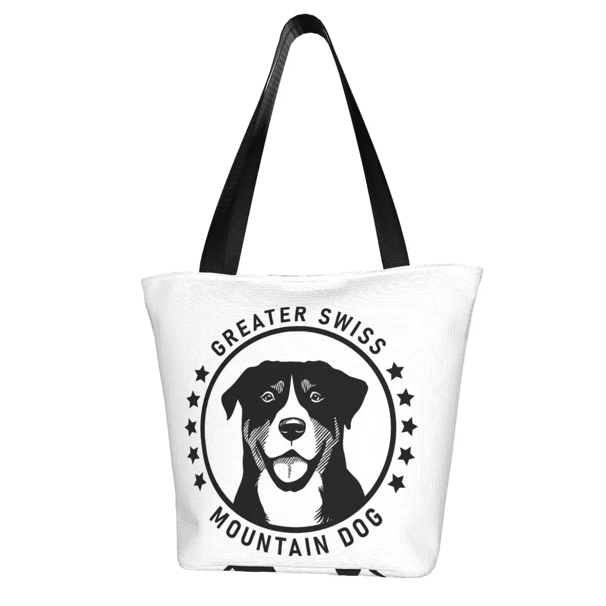 

Greater Swiss Mountain Dog Fan Gift Shopping Bag Aesthetic Cloth Outdoor Handbag Female Fashion Bags