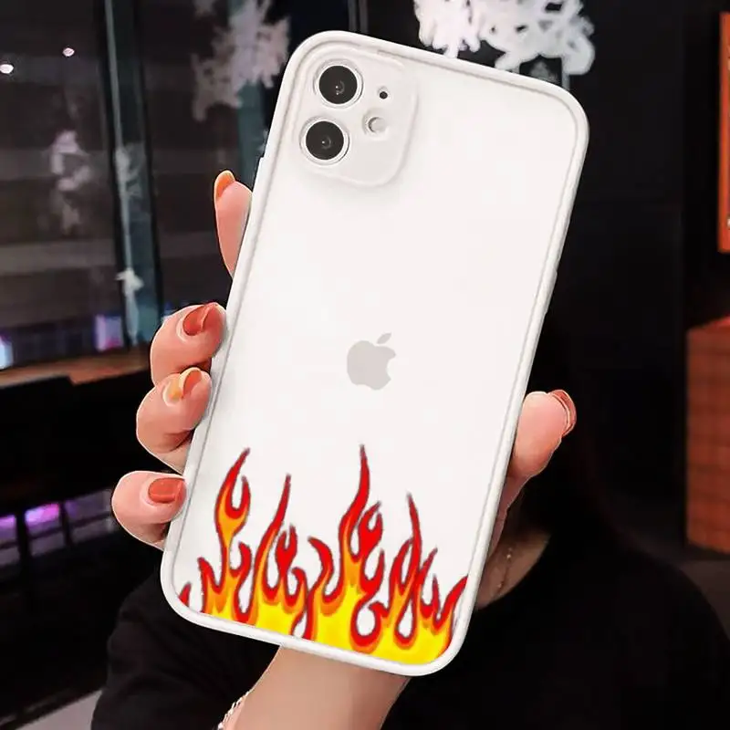 

Fashion Flame art design Pattern Phone Case matte transparent For iphone 7 8 11 12 plus mini x xs xr pro max cover