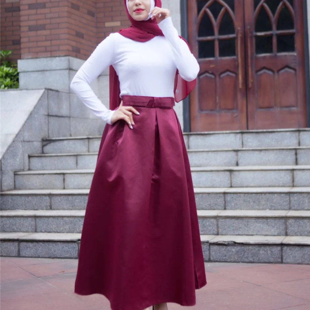 

Женская муслиновая юбка, юбка-карандаш в дубайском стиле, с французским бантом, 5 цветов, 2021, размера плюс, пикантная юбка средней длины