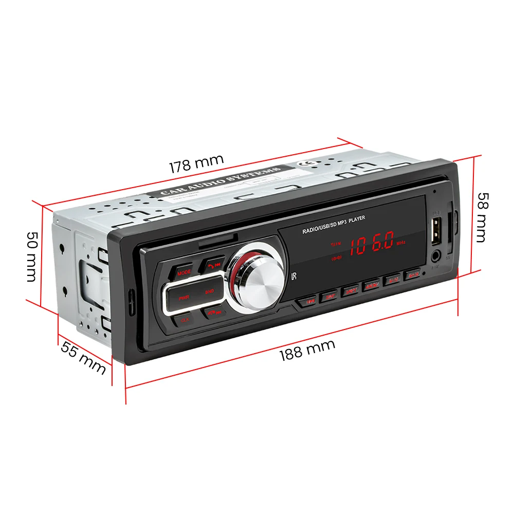 AOSHIKE Car Bluetooth MP3 Player Radio Stereo Phone 12V Audio Receiver AUX-IN FM/USB/1 Din/Central Control | Автомобили и
