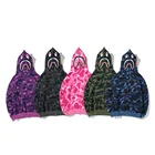 Камуфляжная куртка на молнии для мужчин и женщин с вышивкой Головы Акулы на весну и осень-зиму с хлопковой флисовой подкладкой