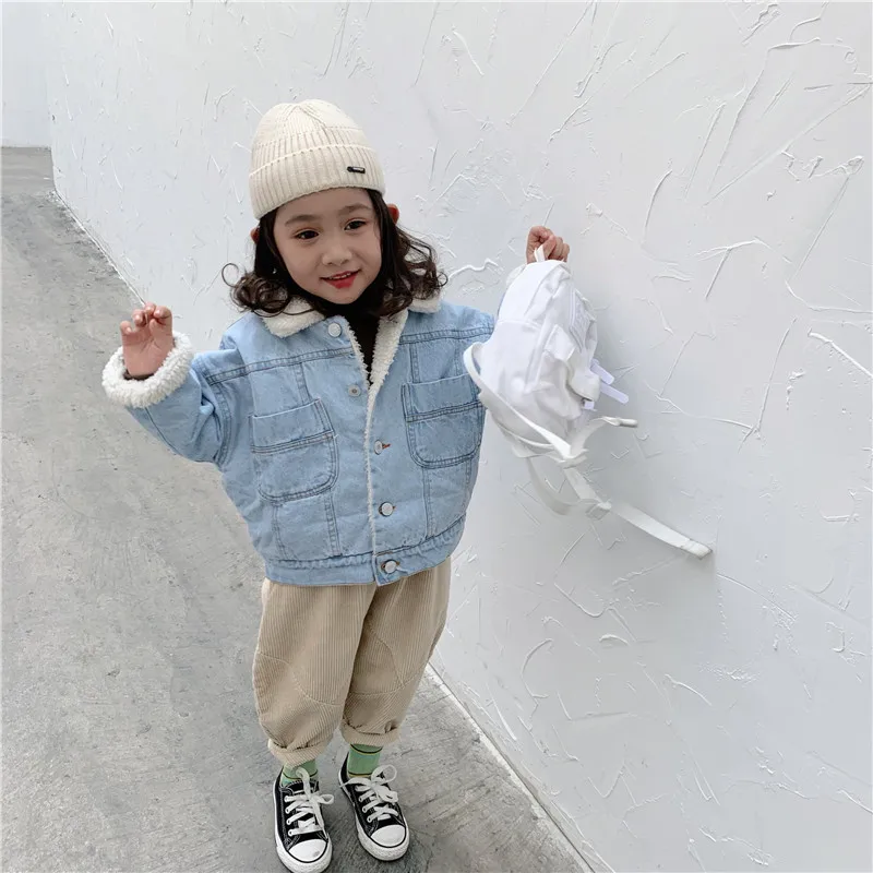 2019 г. Новинка зимняя повседневная утепленная джинсовая куртка в Корейском стиле