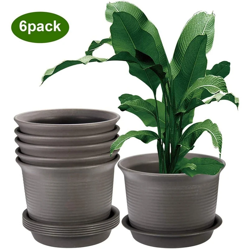 

1 Pcs 1000ML Watering Can Watering Flowers Watering Can Blue & 1 Set Flower Pots Outdoor 8.6 Inch Plastic Pots Grey