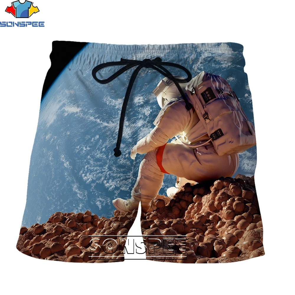 

SONSPEE New Fashion Astronaut Series 3D Printing Men's Shorts Summer Creative Street Personality Casual Hip Hop Simple Style