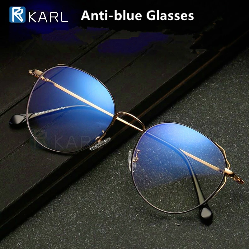 Computer Glasses Frame Eyewear Anti Blue Light Round Cat Eye Glasses Blue Light Glasses Women Anti Radiation Screen Eyeglasses