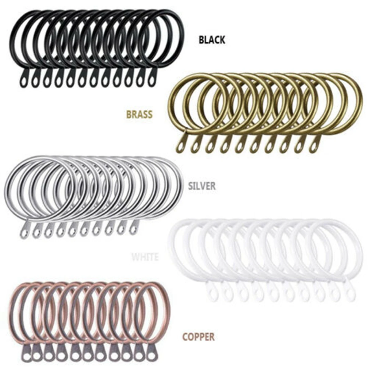 6/12/24/36/48/60/72/84/96PCS Curtain Rings Metal Curtain Rings Hanging Hooks for Curtains Rods Pole Voile Heavy Duty Rings