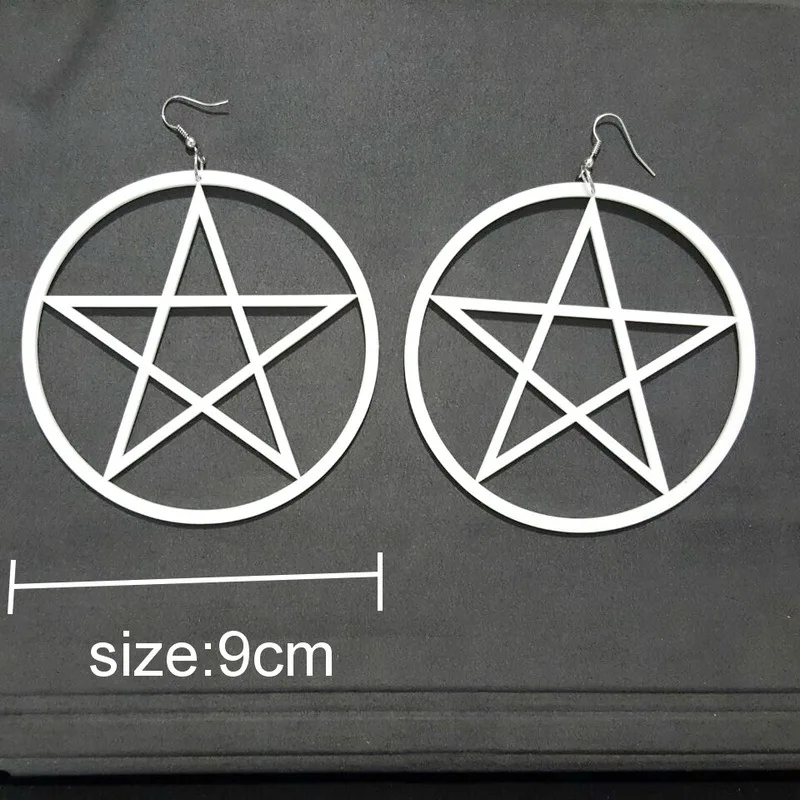 Модные Преувеличенные большие круглые серьги с пентаграммой и звездами полые