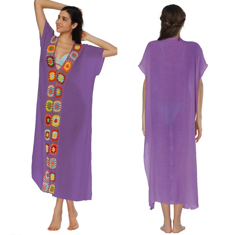 

Split Long Maxi Dress Women Beach Bikini Cover up Tunic Pareo White Dress Robe Swimwear Bathing Suit Beachwear