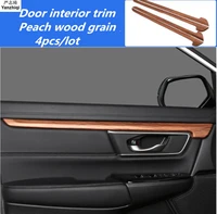 abs chromecarbon fiberpeach wood grain door inner frame trim panel car styling for honda crv cr v 2017 2018 accessories
