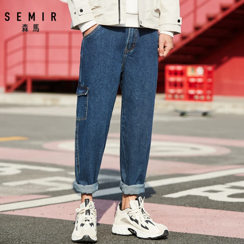 Джинсы SEMIR мужские свободные с широкими штанинами штаны из 2020 хлопка трендовые