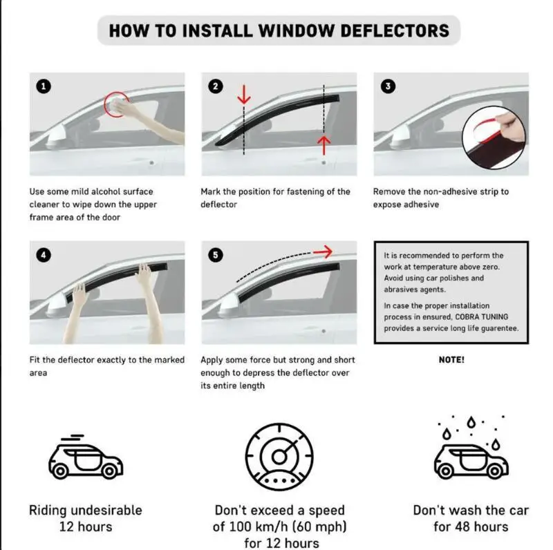 

2Pcs Car Window Deflector Car Trim Side Vent Shades Air/Rain for Guards Ventvisor Compatible With VW Transporter T5/T6 2003