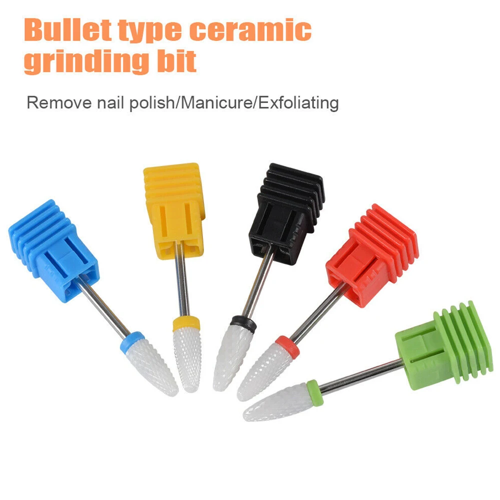 

5pcs Nail Polishing Head Single Corn Shape Nail Electric Grinder Special Accessories Grinding Head Tool Ceramic Drill Bit
