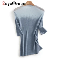 suyadream 2021 winter silk wool blend tanks transparent collar half sleeves pullovers 2021 fall winter slim sweaters for woman