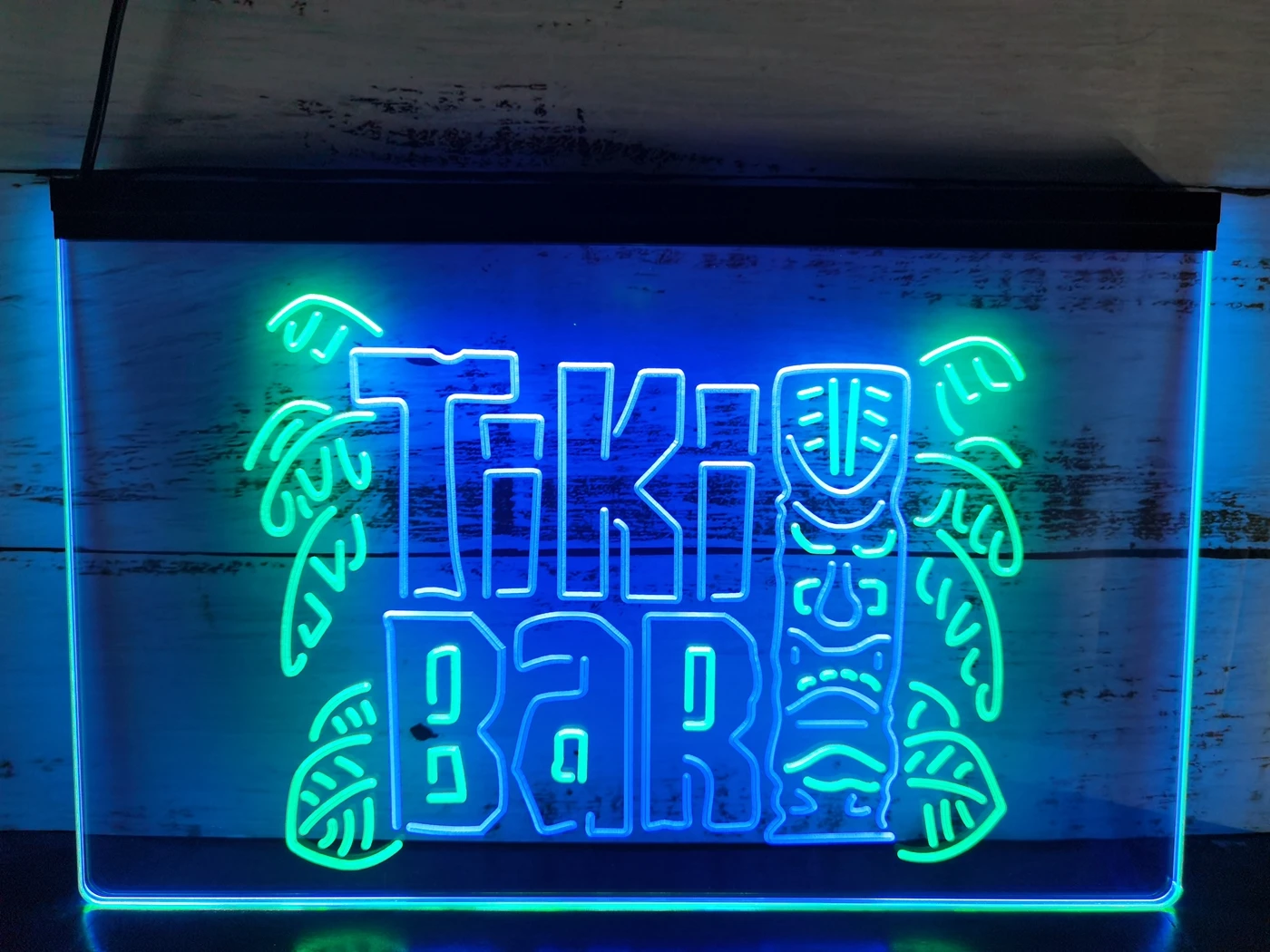 

SS196 Tiki Bar Mask Beer Pub Club Wine Dual Color LED Neon Sign