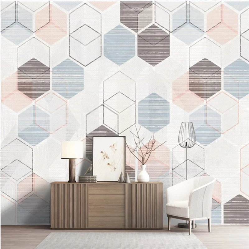 Nordic Minimalist Abstract Lines Geometric TV Background Wall Mural Wallpaper Modern Decor Paper 3D Papel De Parede | Обустройство