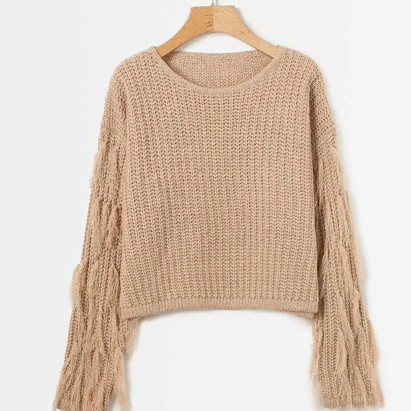 

U-SWEAR 2020 New Fashion Women Knitted Sweaters O-neck Full Sleeve Tassel Casual Loose Female Pullovers Winter Clothes Women