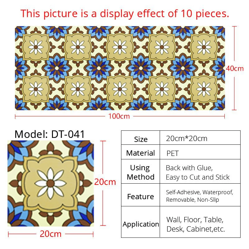 

Creative Self Adhesive Vinyl Ceramic Tile Wallpaper Waterproof Wall Paper DIY Art Floor Sticker Home Decor Mural Creative Decal