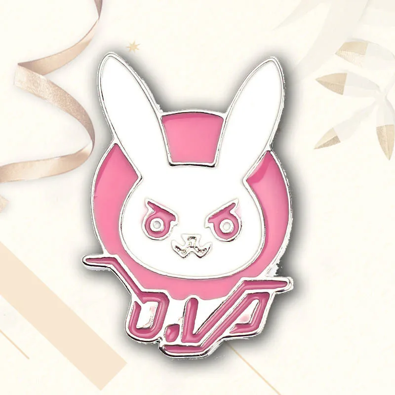 D.va DVA Rabbit Bunny Logo Metal Pin Badge Pink Diva Bunny Hard Enamel Pin Brooch for Gamers Cosplay Prop Costume Accessory images - 6