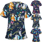 Аксессуары для медсестер скрабы для женщин животного с принтом бабочки на каждый день короткий рукав рабочая одежда с v-образным вырезом Carer Топы медицинская одежда (длина) *