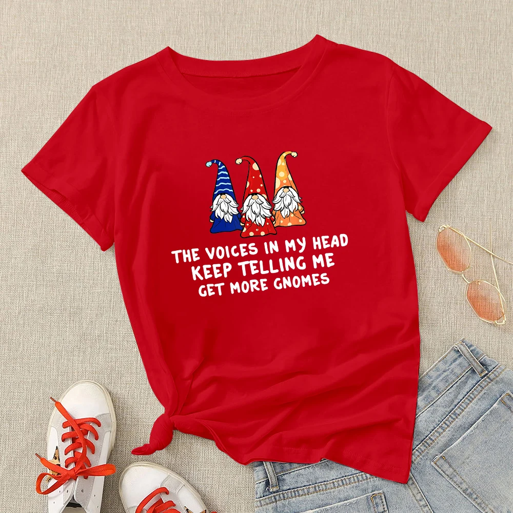 

Three Weird Old Print Red T-shirt Cartoon Lucky Day Festival Crewneck Short Sleeve Aesthetic Christmas Style Top Clothing