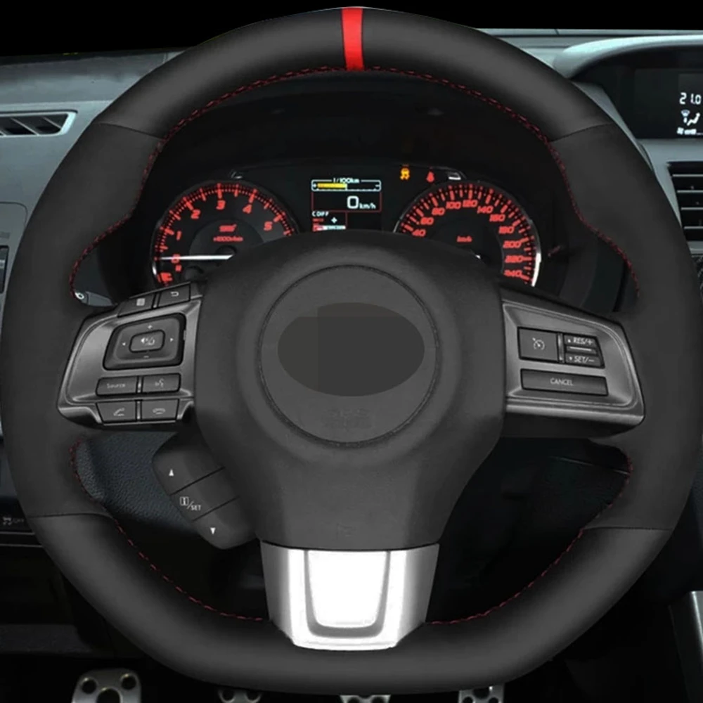 

Автомобильные товары «сделай сам», черные замшевые кожаные автомобильные аксессуары, чехол на руль для Subaru WRX (STI) 2015-2019 Levorg 2015-2019