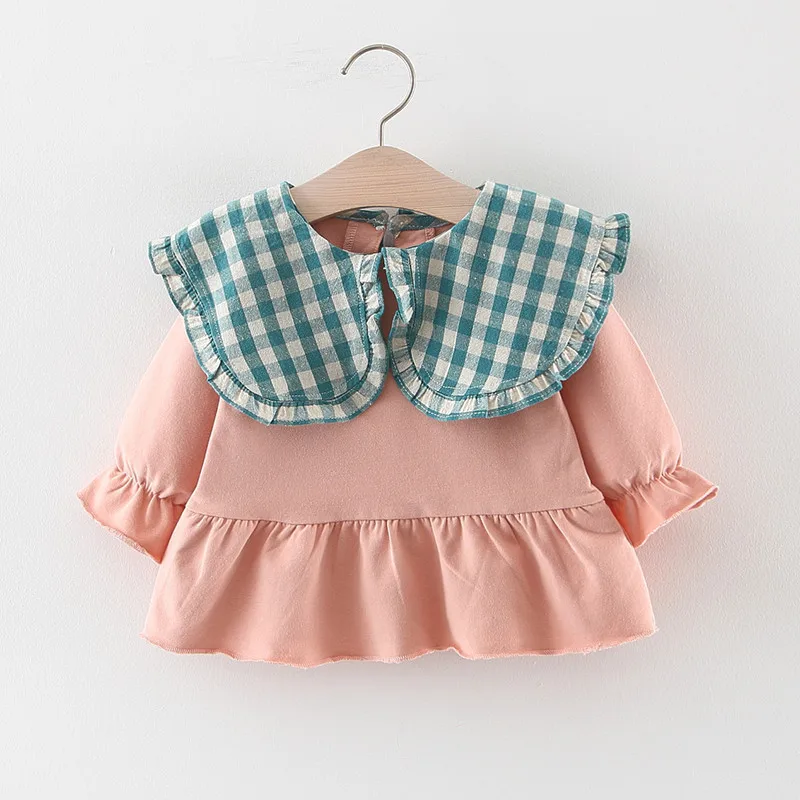 Детская одежда платье-свитер для девочек на весну и осень детская клетчатая