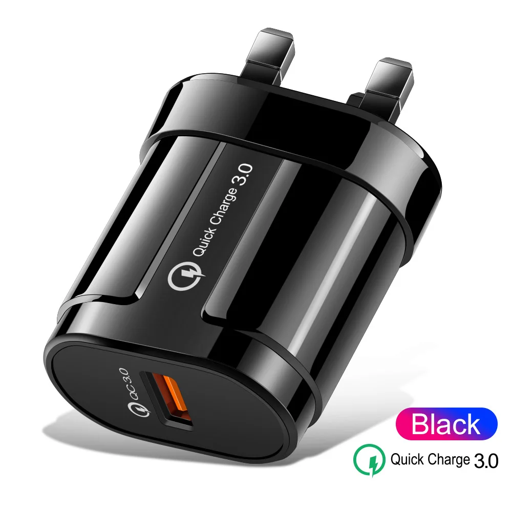 UK Black Олаф Быстрая зарядка 3,0 USB зарядка для samsung S7 S6 Edge A3 iPhone huawei EU US UK штепсельный адаптер Быстрая зарядка QC 3,0 зарядное устройство для мобильного телефона - Тип штекера: UK Black