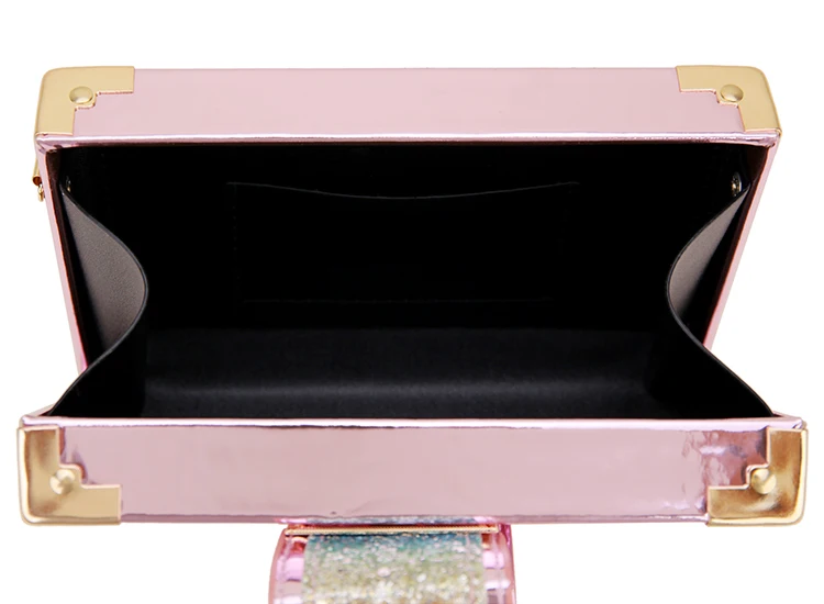 

Luxury Fashion Gradient Color Sequins Box Style Female Party Clutch Bag Shoulder Bag Chain Purse Crossbody Mini Messenger Bag
