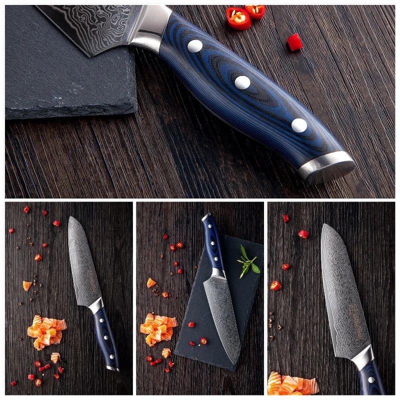 Нож Santoku 67 слоев японский дамасский нержавеющая сталь VG 10 кухонный нож шеф повара