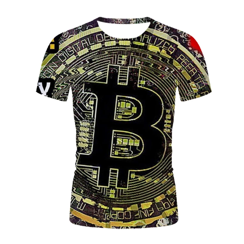 

Men's Summer 3D Printed High Quality Top T-shirt Short Sleeve Bitcoin Oversized T-shirt Harajuku Streetwear