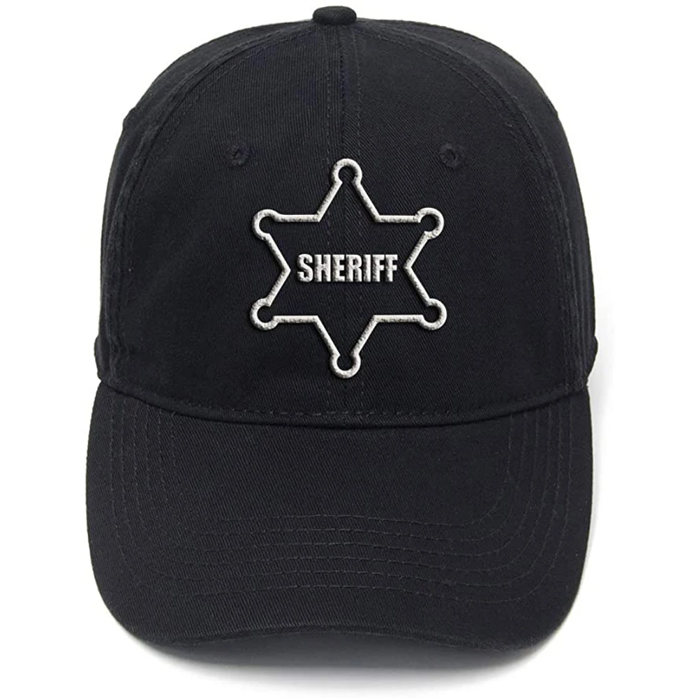

Lyprerazy Men Women Unisex Hip Hop Cool Flock Printing Sheriff Star Badge Washed Cotton Adjustable Baseball Cap