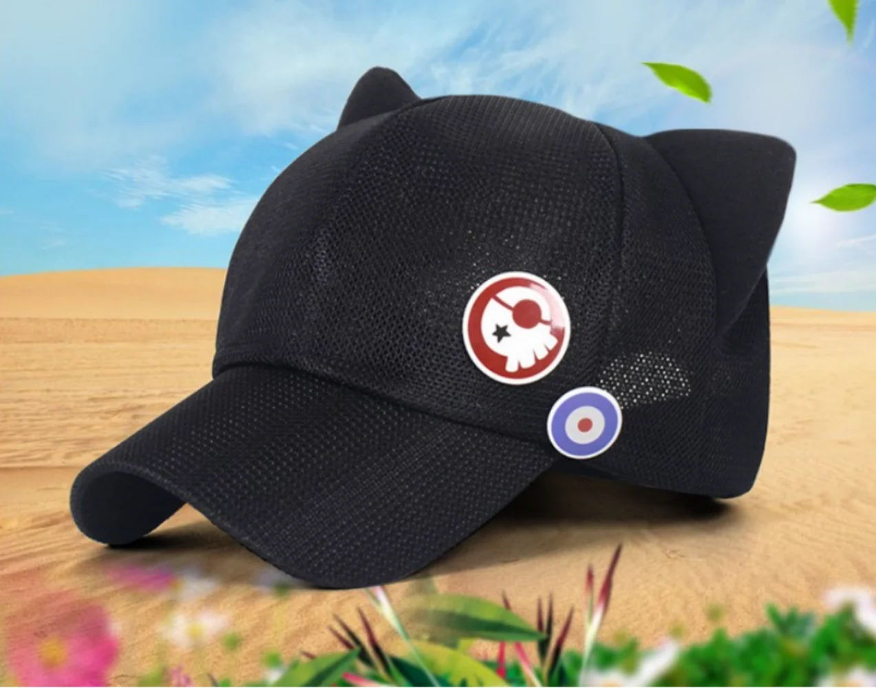 

EVA Anime Figure Asuka Langley Soryu Black Cat ear hat EVANGELION cartoon hat hat for spring and summer for tennager girl boy