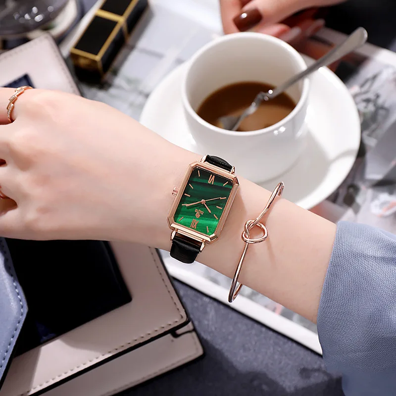 

Korean Fashion Belt Ladies Watch Nonmechanical Quartz Watch Hot Style Gift Girl Student Green Watch Women Watches Women Watches