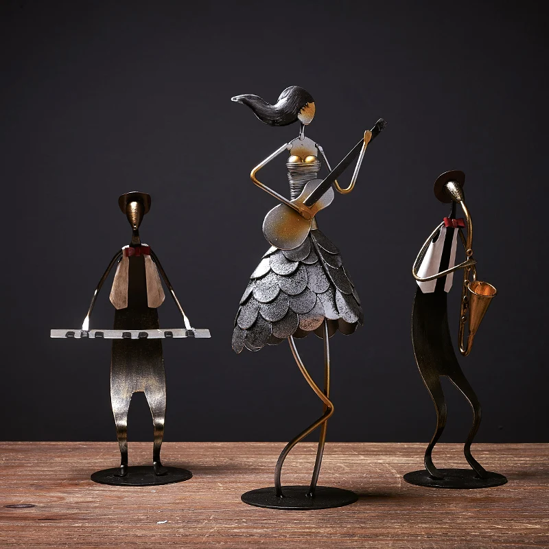 

Metal Female Band Model Home Decoration Living Room Decor Showcase Girl Crafts Figurines Halloween Christmas Wedding Decor Gift