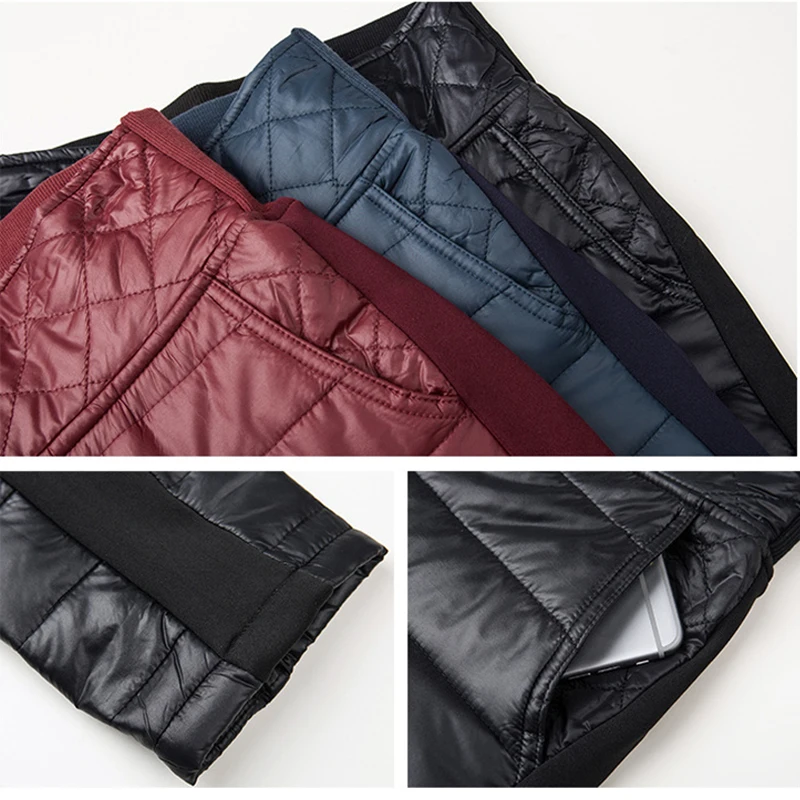 

Women Winter Cotton Down Pants Elastic High Waist Quilted Pants Thickend Warm Trousers J55