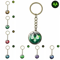 anime keychain genshin impact element vision gods eye luminous accessories bag pendant key chains for girl gifts wholesale