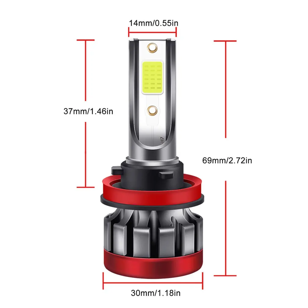 

2 Pcs H11 LED Headlight Bulb 3000LM 8000K Color Temperature Fog Light Gold Light Fog Light Car Headlights