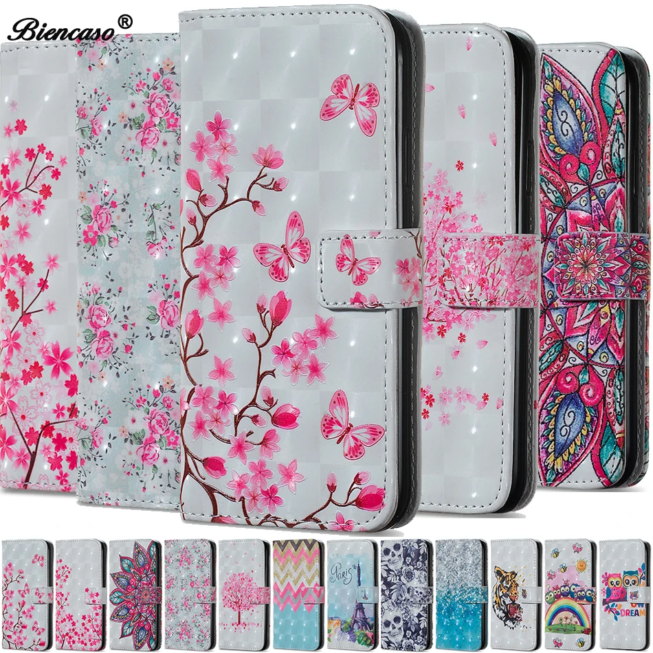 

Leather Wallet Phone Case For Samsung Galaxy S8 S9 Plus Flower Flip Cover For iPhone 12 mini 11 Pro Max X XR XS Max 8 7 Cases